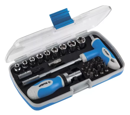 Набор ЗУБР Отвертка &quot;ЭКСПЕРТ&quot; реверс. с насадками, 2-хкомп.ручка,битодерж. с Т-образ.ручкой, в пласт. боксе, 29пред. 25285-H29 купить в Уфе