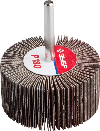 Круг шлифовальный ЗУБР &quot;МАСТЕР&quot; веерный лепестковый, на шпильке, тип КЛО, зерно-электрокорунд нормальный, P180, 30х60мм 36602-180 купить в Уфе