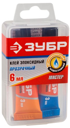 Клей ЗУБР эпоксидный, в тюбиках, в пластиковой коробке, 3мл+3мл 41948 купить в Уфе