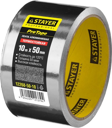 Алюминиевая лента, STAYER Professional 12268-50-10, до 120°С, 50мкм, 50мм х 10м 12268-50-10 купить в Уфе