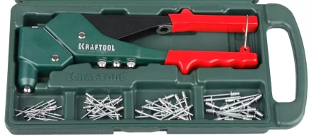 Заклепочник поворотн. 360°, KRAFTOOL &quot;RX-7&quot; 31176-H6, d=2,4-4,8 мм - Al и сталь, d=2,4-4,0 - нерж сталь, в боксе, с набором заклепок 31176-H6 купить в Уфе