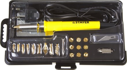 Прибор для выжигания STAYER &quot;PROFESSIONAL&quot;, 3в1, с набором насадок 20шт 45227 купить в Уфе