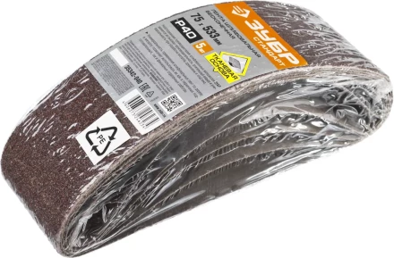 ЗУБР 75х457 мм, P40, лента шлифовальная СТАНДАРТ, для ЛШМ, 5 шт. (35342-040) купить в Уфе