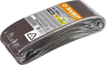 ЗУБР 75х457 мм, P40, лента шлифовальная СТАНДАРТ, для ЛШМ, 5 шт. (35342-040) купить в Уфе