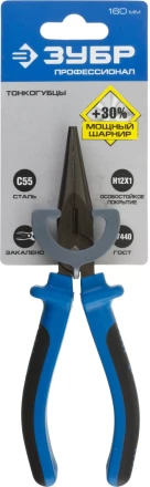 Тонкогубцы ЗУБР эксцентриковое расположение шарнира, особостойкое спец. покрытие Н12Х1 (никель/хром), двухкомпонентные рукоятки, 160мм 2201-3-16_z01 купить в Уфе