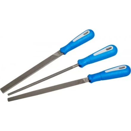 Набор ЗУБР: Напильники &quot;ПРОФЕССИОНАЛ&quot; с двухкомпонентной ручкой, плоский, трехгранный, круглый, №2, 200мм 16550-20-H3 купить в Уфе