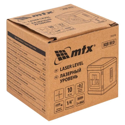Лазерный уровень MTX XQB RED Basic SET, 10 м, красный луч, батарейки, резьба 1/4&quot; 35018 купить в Уфе