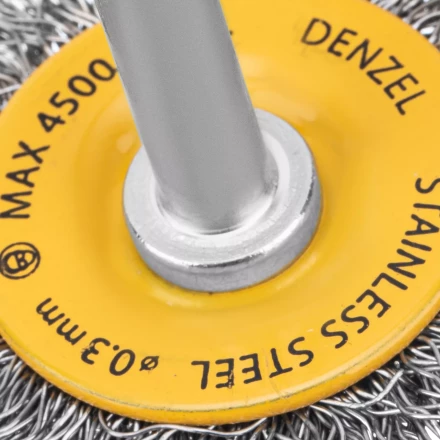 Щетка для дрели, 50 мм, Плоская, со шпилькой, нержавеющая витая проволока Denzel 744623 купить в Уфе