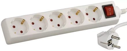 Удлинитель СВЕТОЗАР электрический с заземлением и выключателем, с защитными шторками, евро, 5 гнезд,3м SV-55055-3 купить в Уфе