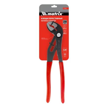 Клещи переставные 250 мм Matrix, кнопочный механизм, хром-ванадий, обливные рукоятки 17926 купить в Уфе