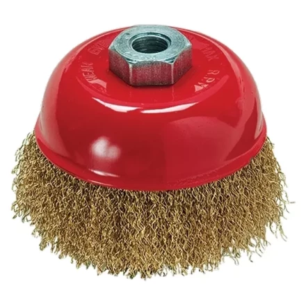 Щетка для УШМ, 125 мм, М14, &quot;чашка&quot;, латунированная витая проволока  MATRIX 74606 купить в Уфе