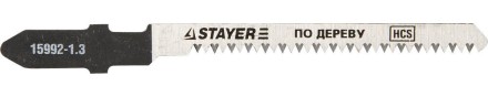 Полотна STAYER &quot;PROFI&quot;, T101AO, для эл/лобзика, HCS, по дереву, фанере, ламинату, фигур. рез, EU-хвост., шаг 1,3мм, 50мм, 2шт 15992-1.3_z01 купить в Уфе