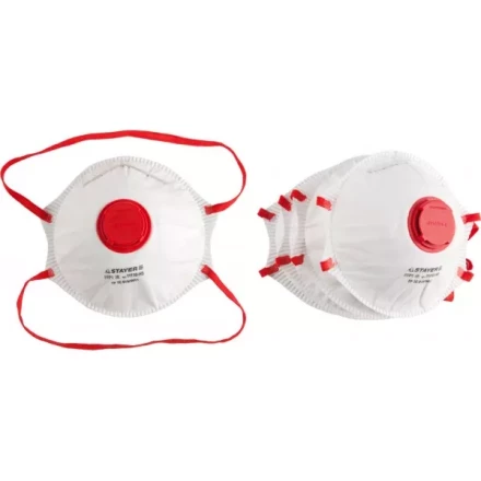 Полумаска фильтрующая STAYER &quot;PROFI&quot; коническая, с клапаном, многослойная, класс защиты FFP1, 5шт 11110-H5 купить в Уфе