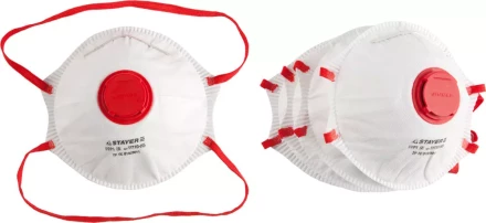 Полумаска фильтрующая STAYER &quot;PROFI&quot; коническая, с клапаном, многослойная, класс защиты FFP1, 5шт 11110-H5 купить в Уфе
