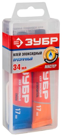 Клей ЗУБР эпоксидный, в тюбиках, в пластиковой коробке, 17мл+17мл 41949 купить в Уфе