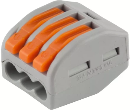 Клемма СВЕТОЗАР соединительная, разъемная, 3-х проводная, 400В, 32А, 0,5-2,5мм2/0,5-4мм2, 2шт 49190-3 купить в Уфе