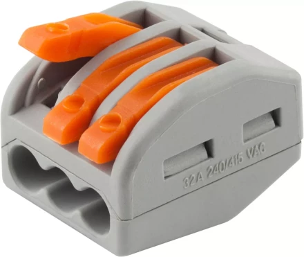 Клемма СВЕТОЗАР соединительная, разъемная, 3-х проводная, 400В, 32А, 0,5-2,5мм2/0,5-4мм2, 2шт 49190-3 купить в Уфе