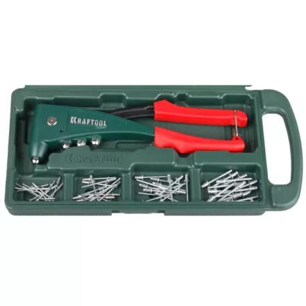 Заклепочник, KRAFTOOL &quot;NX-5&quot; 31173-H6, усиленный литой к d=2,4-4,8 мм - Al и сталь, d=2,4-4,0 - нерж сталь, в боксе, с набором заклепок 31173-H6 купить в Уфе