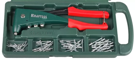 Заклепочник, KRAFTOOL &quot;NX-5&quot; 31173-H6, усиленный литой к d=2,4-4,8 мм - Al и сталь, d=2,4-4,0 - нерж сталь, в боксе, с набором заклепок 31173-H6 купить в Уфе