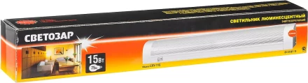 Светильник люминесцентный СВЕТОЗАР модель &quot;СЛУ-115&quot; с плафоном и выключателем, угловой, лампа Т8, 502x54x74мм, 15Вт SV-57587-15 купить в Уфе