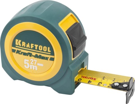 Рулетка KRAFTOOL &quot;Kraft-Max&quot;, длинный вылет, нейлон покрытие, упрочненный двухкомп корпус, 5м/27мм 34127-05-27 купить в Уфе
