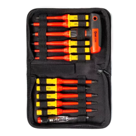 Диэлектрическая Т-образная отвертка КВТ VDE НИО-4412-Т со сменными битами, 12 шт. (87128) купить в Уфе