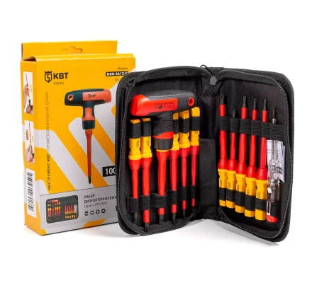 Диэлектрическая Т-образная отвертка КВТ VDE НИО-4412-Т со сменными битами, 12 шт. (87128) купить в Уфе