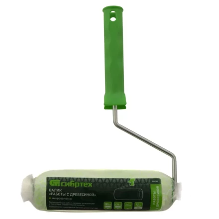 Валик &quot;Работы с древесиной&quot;, 180 мм, ворс 12 мм, D - 36 мм, D ручки - 6 мм, микроволокно Сибртех 80251 купить в Уфе