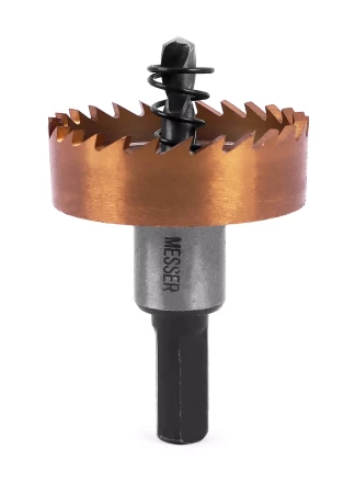 HSS-TiN коронка MESSER 40мм с центр. сверлом и толкающей пружиной для  лист. материала  до 2 мм ц/х купить в Уфе