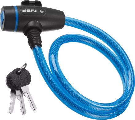 Замок ЗУБР &quot;ПРОФЕССИОНАЛ&quot;, тросовый, 3 ключа в комплекте, длина троса 650мм, d 10мм 37261-65_z01 купить в Уфе