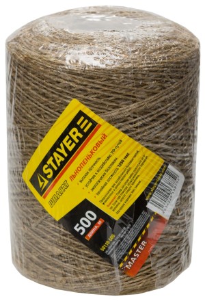 Шпагат STAYER хозяйственно-бытовой, льнопеньковый, d=1,4 мм, 500 м, 13,5 кгс, 1,25 ктекс 50110-500 купить в Уфе