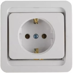Розетка СВЕТОЗАР "ГАММА" одинарная, с заземлением, цвет белый, 16А/~250В SV-54105-W