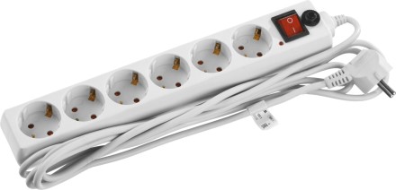 Сетевой фильтр STAYER &quot;MASTER&quot; электрический, 6 гнезд, заземление, макс. мощн. 2200 Вт, 3м 55067-3 купить в Уфе