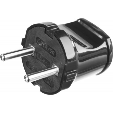 Вилка MAXElectro электрическая, 6А/220В, черная, STAYER 55150-B купить в Уфе