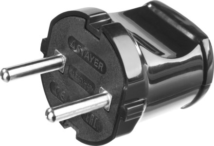 Вилка MAXElectro электрическая, 6А/220В, черная, STAYER 55150-B купить в Уфе