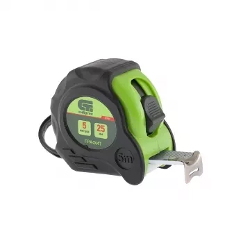 Рулетка Графит, обрезиненный корпус, амортизатор, 5 м х 25 мм  СИБРТЕХ 32532 купить в Уфе