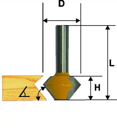 Фреза кромочная конусная Ф413Х222 мм 30/60° хвостовик 12 мм 46370 купить в Уфе