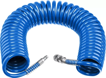 ЗУБР 15 м, 8 х 12 мм, 15 бар, воздушный спиральный шланг с фитингами рапид, Профессионал (6472-15) купить в Уфе
