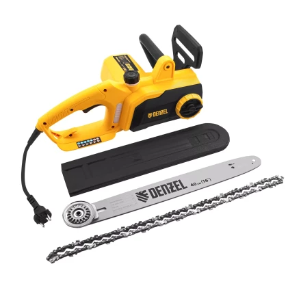 Пила цепная электрическая Denzel EDS-1800P 95615, 1.8 кВт,поперечная, шина 40 см, шаг 3/8, паз 1.3 мм, 57 звеньев купить в Уфе