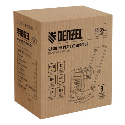 Виброплита бензиновая Denzel VC-12, 12 кН, 45*35 см, 196 см3 купить в Уфе