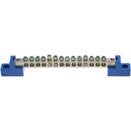 Шина СВЕТОЗАР нулевая на 2-х угловых изоляторах, макс. ток 100А, 5мм, 14 отв. 49808-14 купить в Уфе