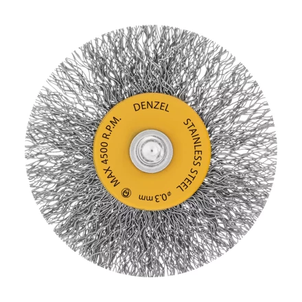 Щетка для дрели, 60 мм, Плоская, со шпилькой, нержавеющая витая проволока Denzel 744463 купить в Уфе