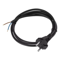 Шнур сетевой Denzel Energy Series, ПВС, 1,5 м, 2 x 1 мм, с неразборной вилкой, черный, 3 м, 37661