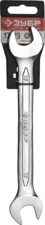Ключ ЗУБР "МАСТЕР" гаечный рожковый, Cr-V сталь, хромированный, 17х19мм 27010-17-19 купить в Уфе