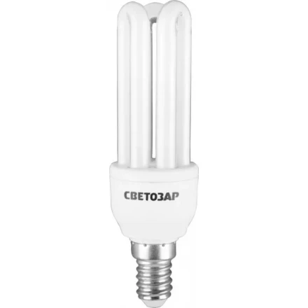 Энергосберегающая лампа СВЕТОЗАР &quot;U-КЛАССИКА&quot;спираль,цоколь E14(миньон),Т2,3U,яркий белый свет(4000К), 8000час,12Вт(60) 44314-12 купить в Уфе