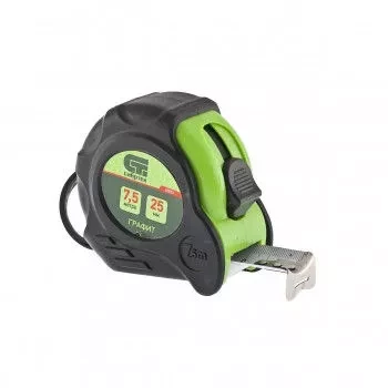 Рулетка Графит, обрезиненный корпус, амортизатор, 7,5 м х 25 мм  СИБРТЕХ 32533 купить в Уфе