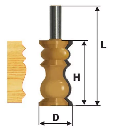 Фреза кромочная фигурная Ф32Х572 мм хвостовик 12 мм 46419 купить в Уфе