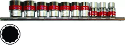 Набор торцевых головок, 3/8", 12-ти гр., CrV, 10шт., 9-19мм MATRIX 13595 купить в Уфе