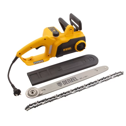 Пила цепная электрическая Denzel EDS-2000P 95616, 2 кВт,поперечная, шина 40 см, шаг 3/8, паз 1.3 мм, 57 звеньев купить в Уфе