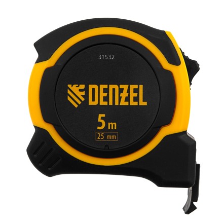 Рулетка Denzel 5м х 25мм, двухкомп. корпус, магнитный обрезиненный зацеп, 31532 купить в Уфе